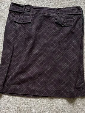 Women’s Plaid A-Line Skirt - brown/gray